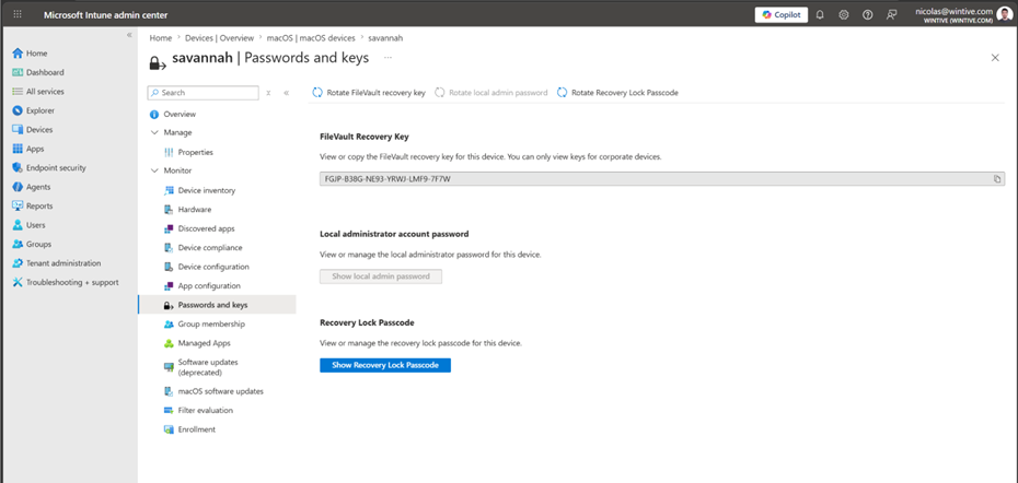Intune portal - Enroll devices menu
