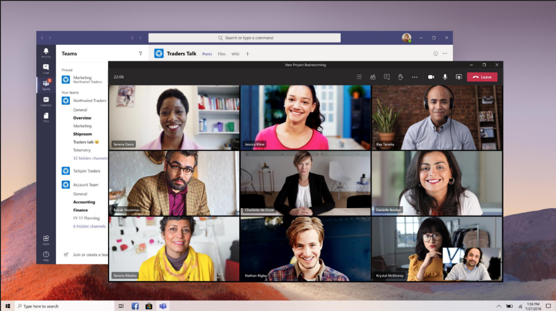 Microsoft Teams desktop interface with multiple participants