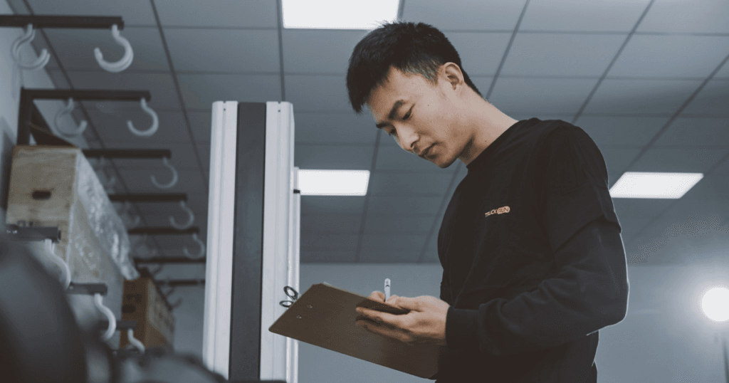 A CMMC audit assessor reviewing a facility