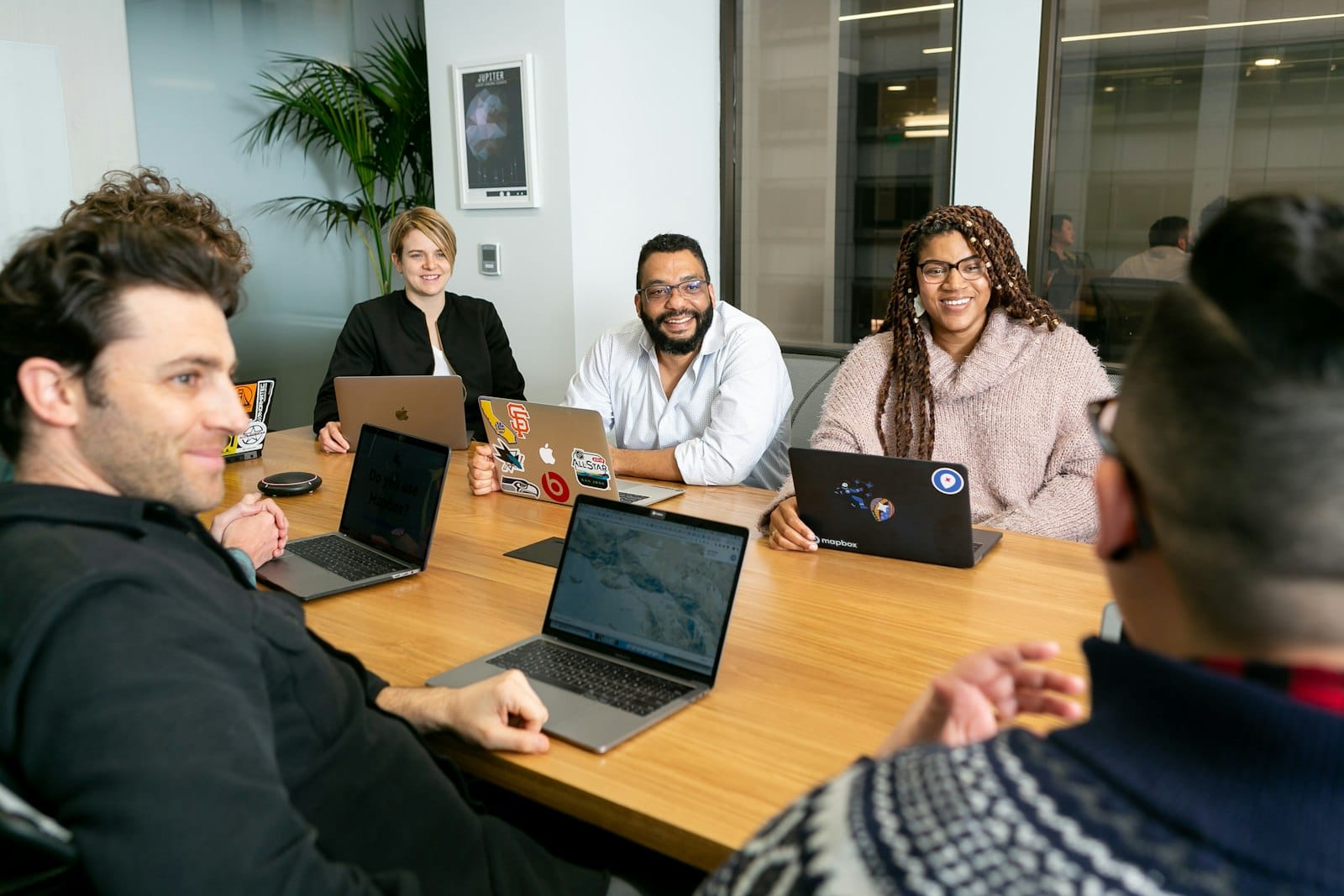 A small US business team working securely online